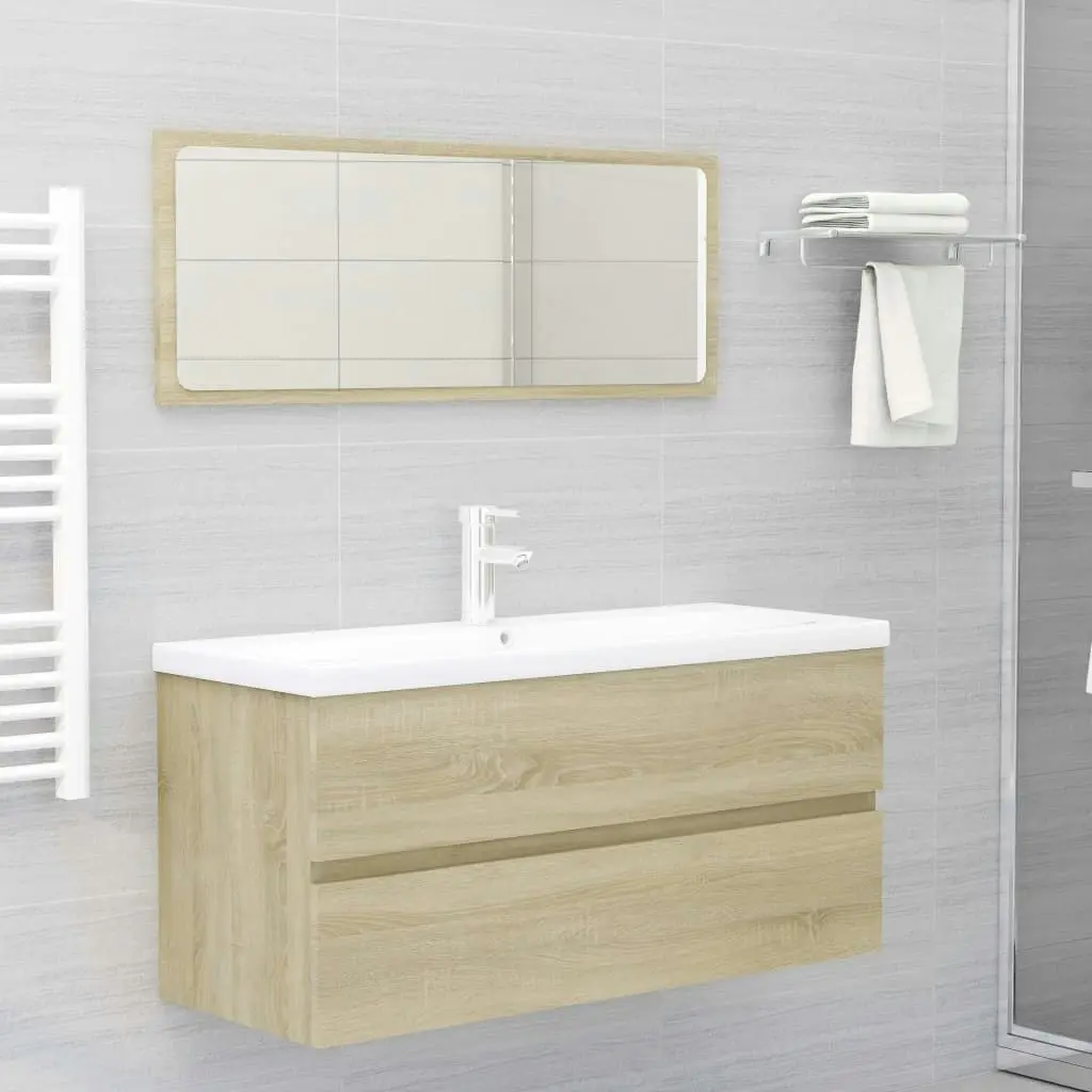 2 Piece Bathroom Furniture Set Sonoma Oak Engineered Wood 804902