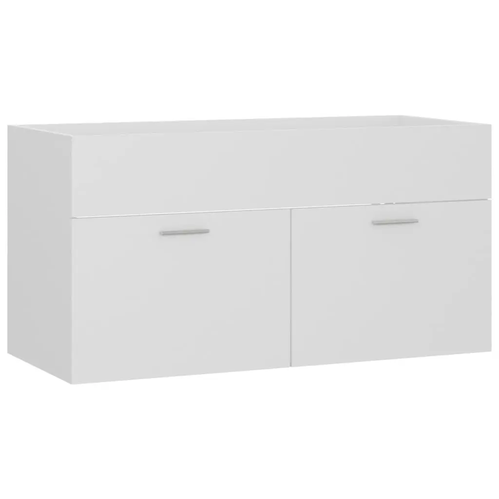 2 Piece Bathroom Furniture Set White Engineered Wood 804800