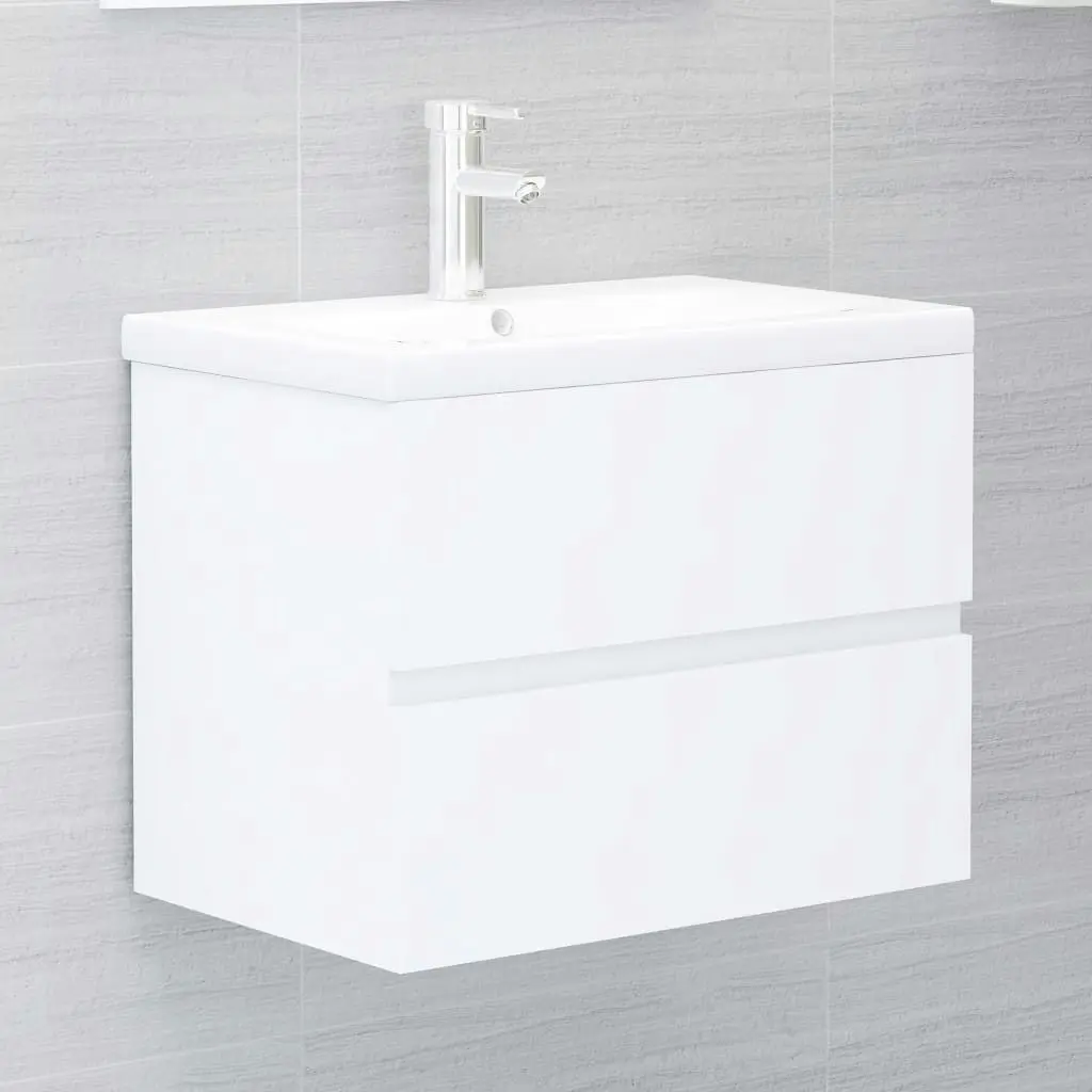 2 Piece Bathroom Furniture Set White Engineered Wood 804872