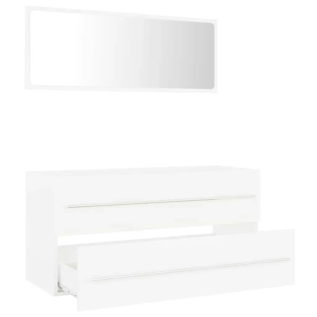 2 Piece Bathroom Furniture Set White Engineered Wood 804854