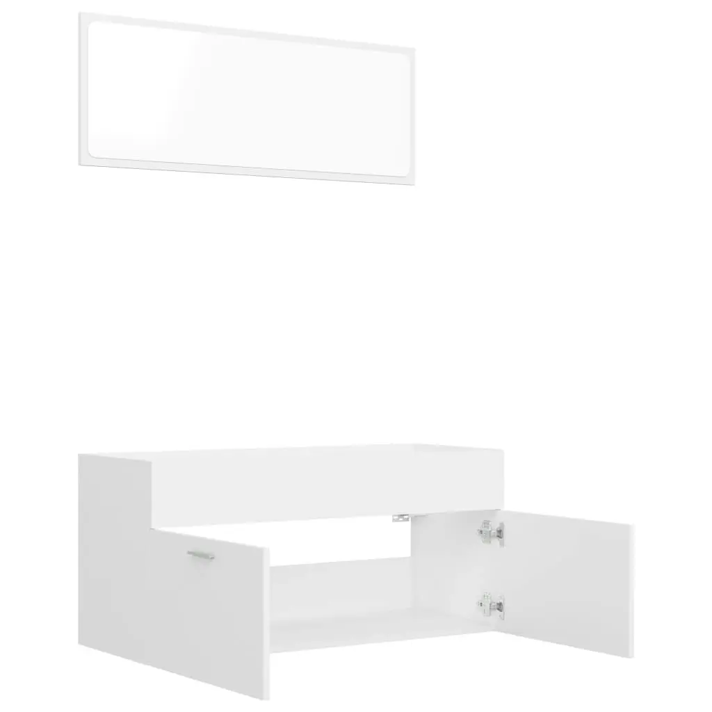 2 Piece Bathroom Furniture Set White Engineered Wood 804809