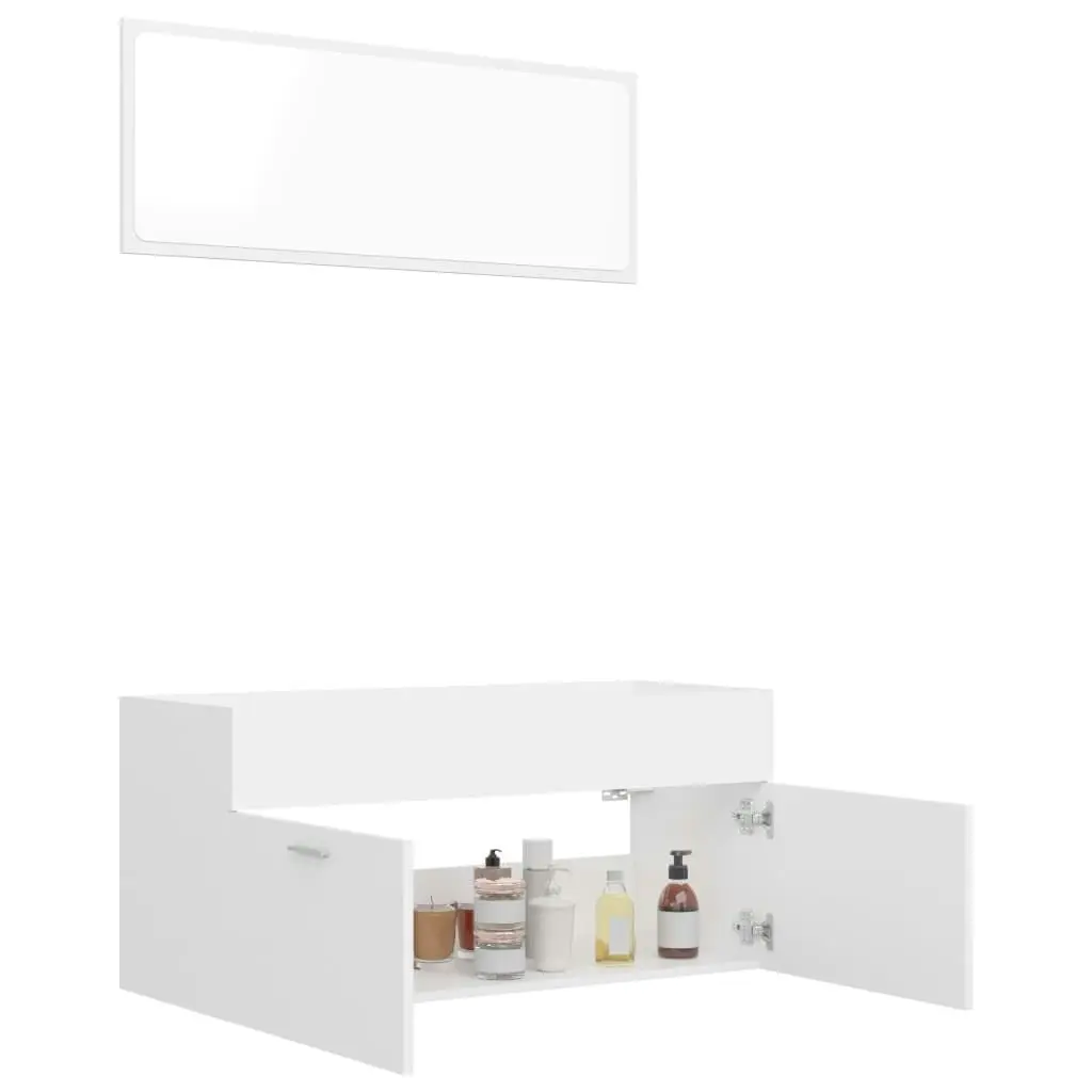 2 Piece Bathroom Furniture Set White Engineered Wood 804809