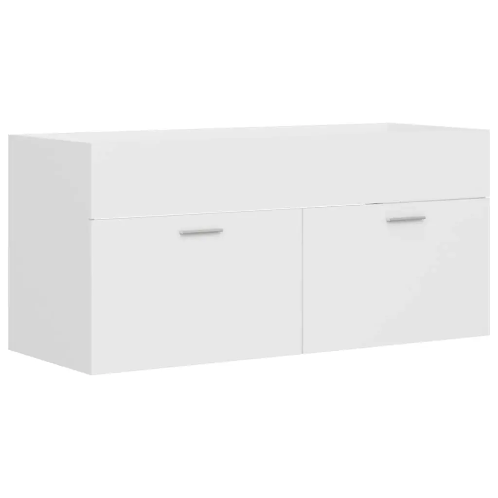 2 Piece Bathroom Furniture Set White Engineered Wood 804809