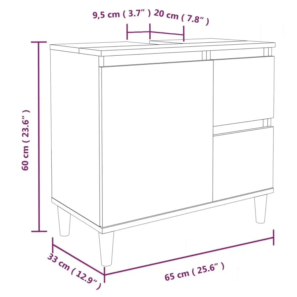 3 Piece Bathroom Cabinet Set Brown Oak Engineered Wood 3185542