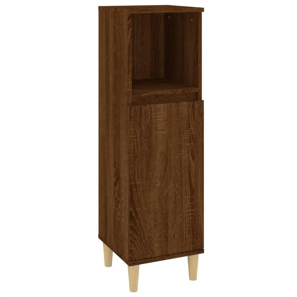 3 Piece Bathroom Cabinet Set Brown Oak Engineered Wood 3185542