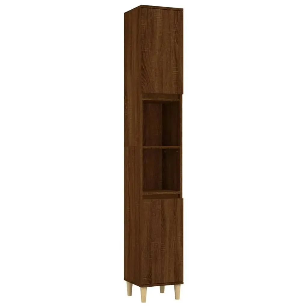 3 Piece Bathroom Cabinet Set Brown Oak Engineered Wood 3185542