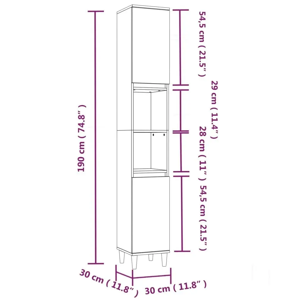 3 Piece Bathroom Cabinet Set Grey Sonoma Engineered Wood 3185541