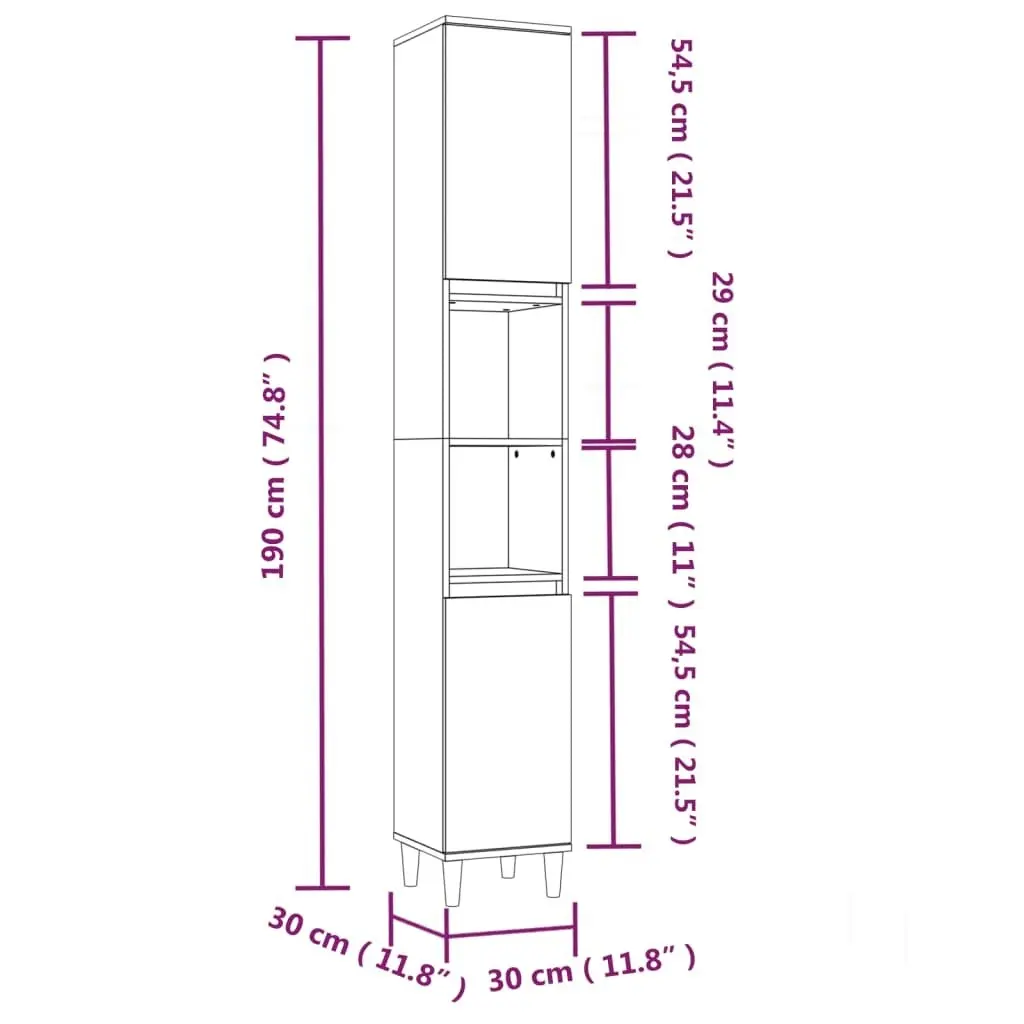 3 Piece Bathroom Cabinet Set White Engineered Wood 3185535