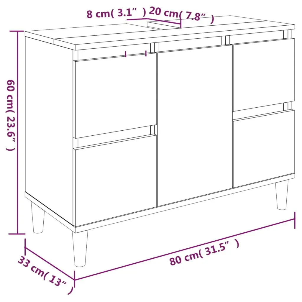 3 Piece Bathroom Furniture Set Black Engineered Wood 3185598