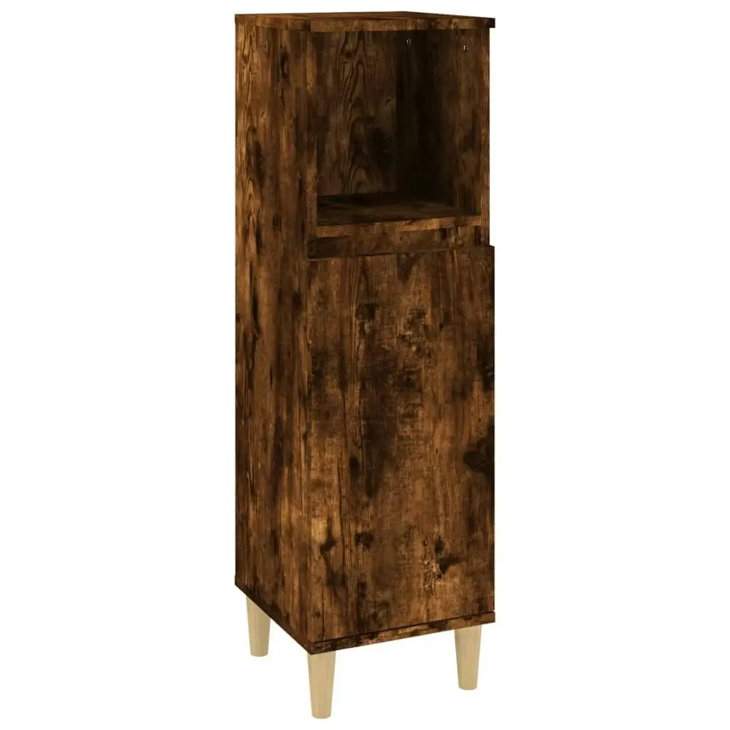 3 Piece Bathroom Cabinet Set Smoked Oak Engineered Wood 3185540