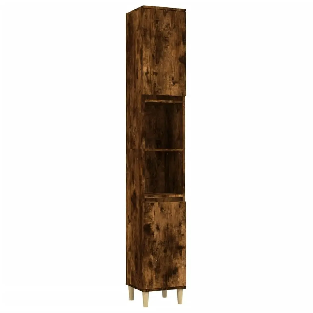 3 Piece Bathroom Cabinet Set Smoked Oak Engineered Wood 3185540