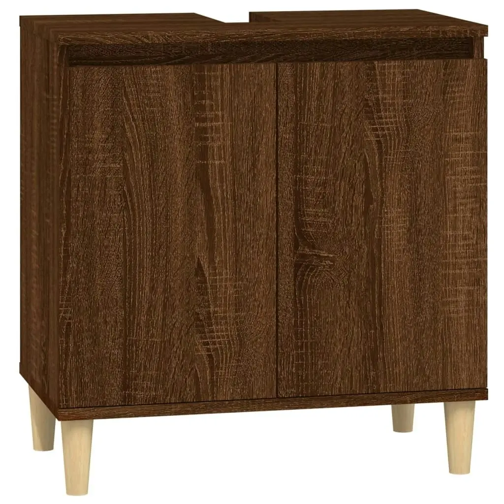 3 Piece Bathroom Furniture Set Brown Oak Engineered Wood 3185588