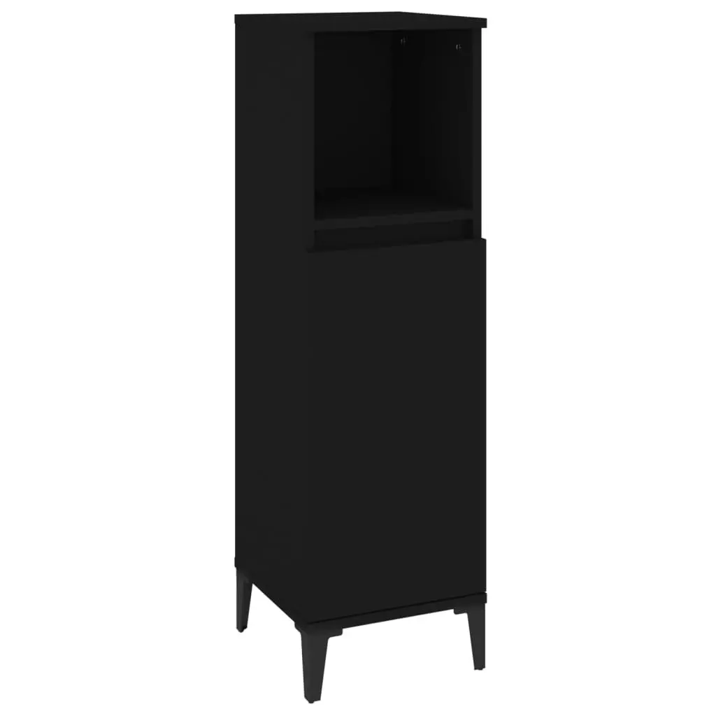 3 Piece Bathroom Cabinet Set Black Engineered Wood 3185544