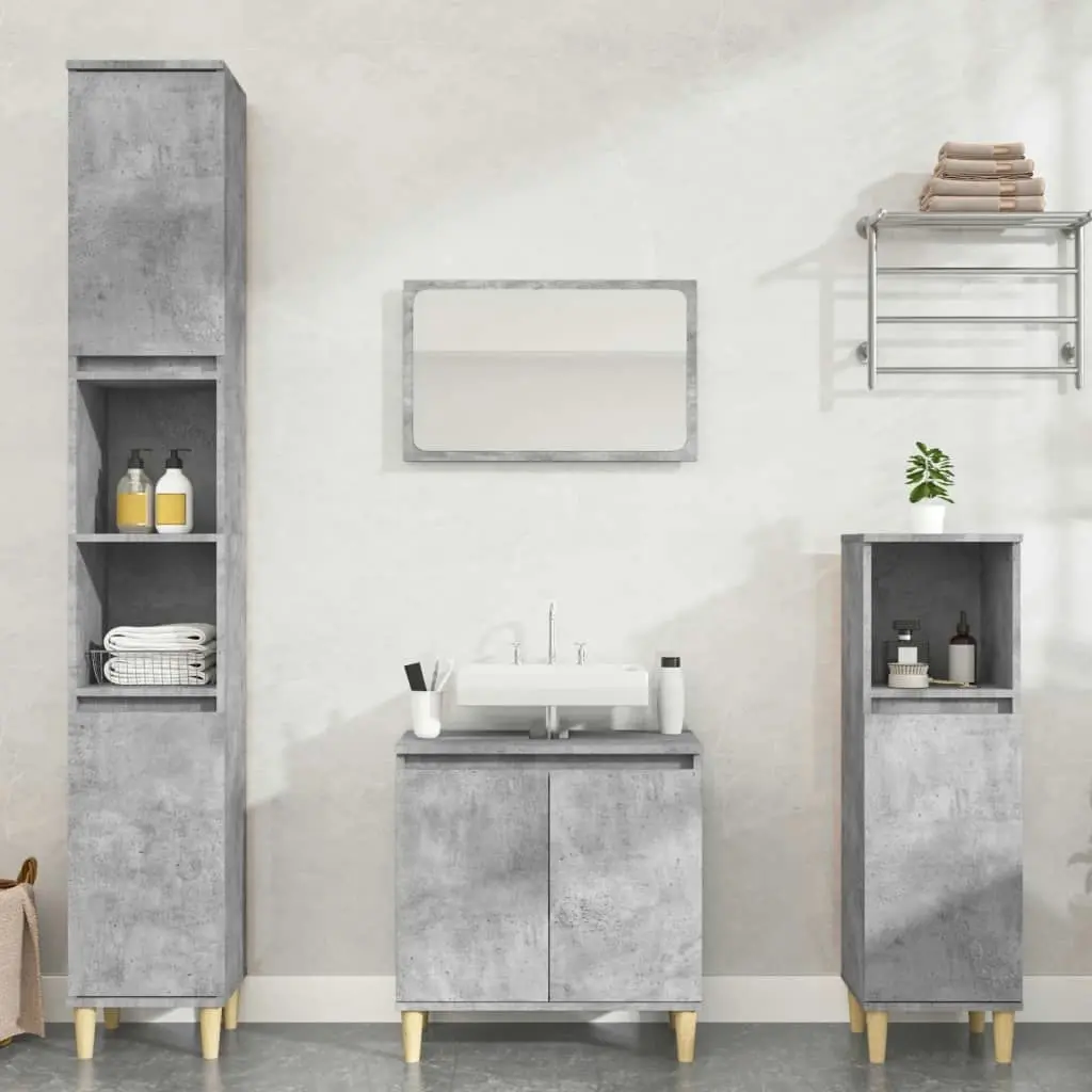 3 Piece Bathroom Furniture Set Concrete Grey Engineered Wood 3185585