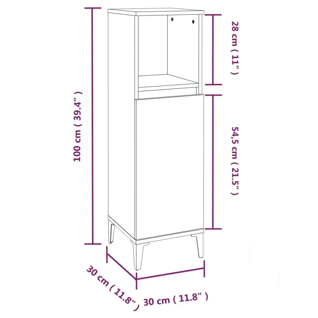 3 Piece Bathroom Cabinet Set Smoked Oak Engineered Wood 3185548