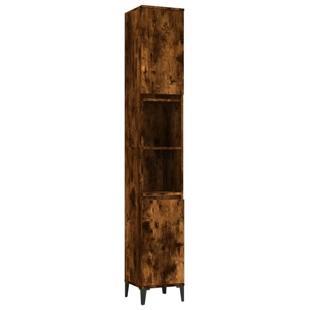 3 Piece Bathroom Cabinet Set Smoked Oak Engineered Wood 3185548