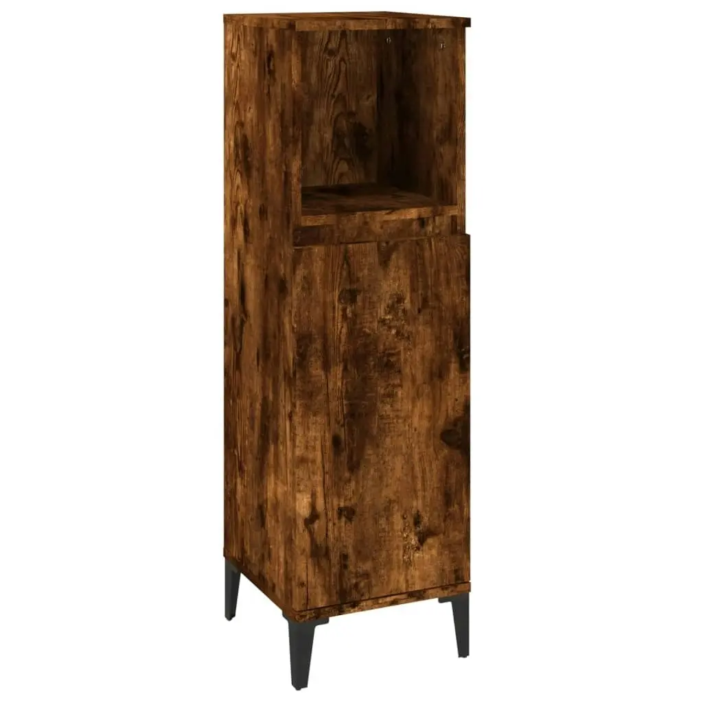 3 Piece Bathroom Cabinet Set Smoked Oak Engineered Wood 3185548