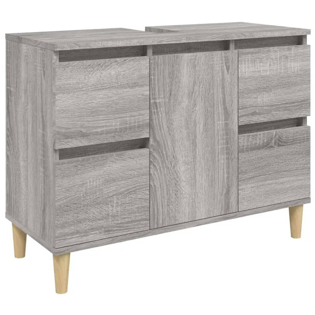 3 Piece Bathroom Furniture Set Grey Sonoma Engineered Wood 3185603