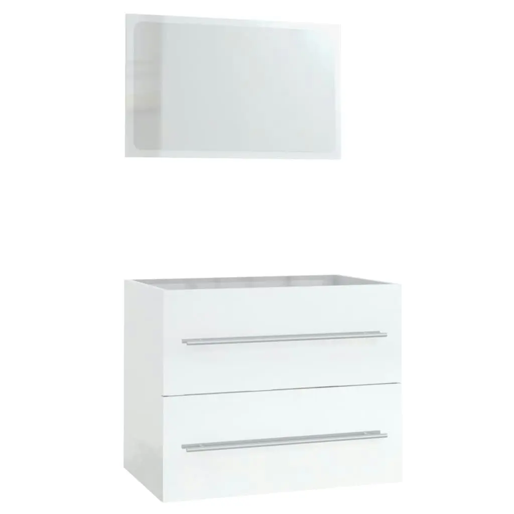 3 Piece Bathroom Furniture Set High Gloss White 3152839