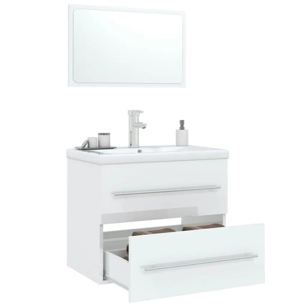 3 Piece Bathroom Furniture Set High Gloss White 3152839