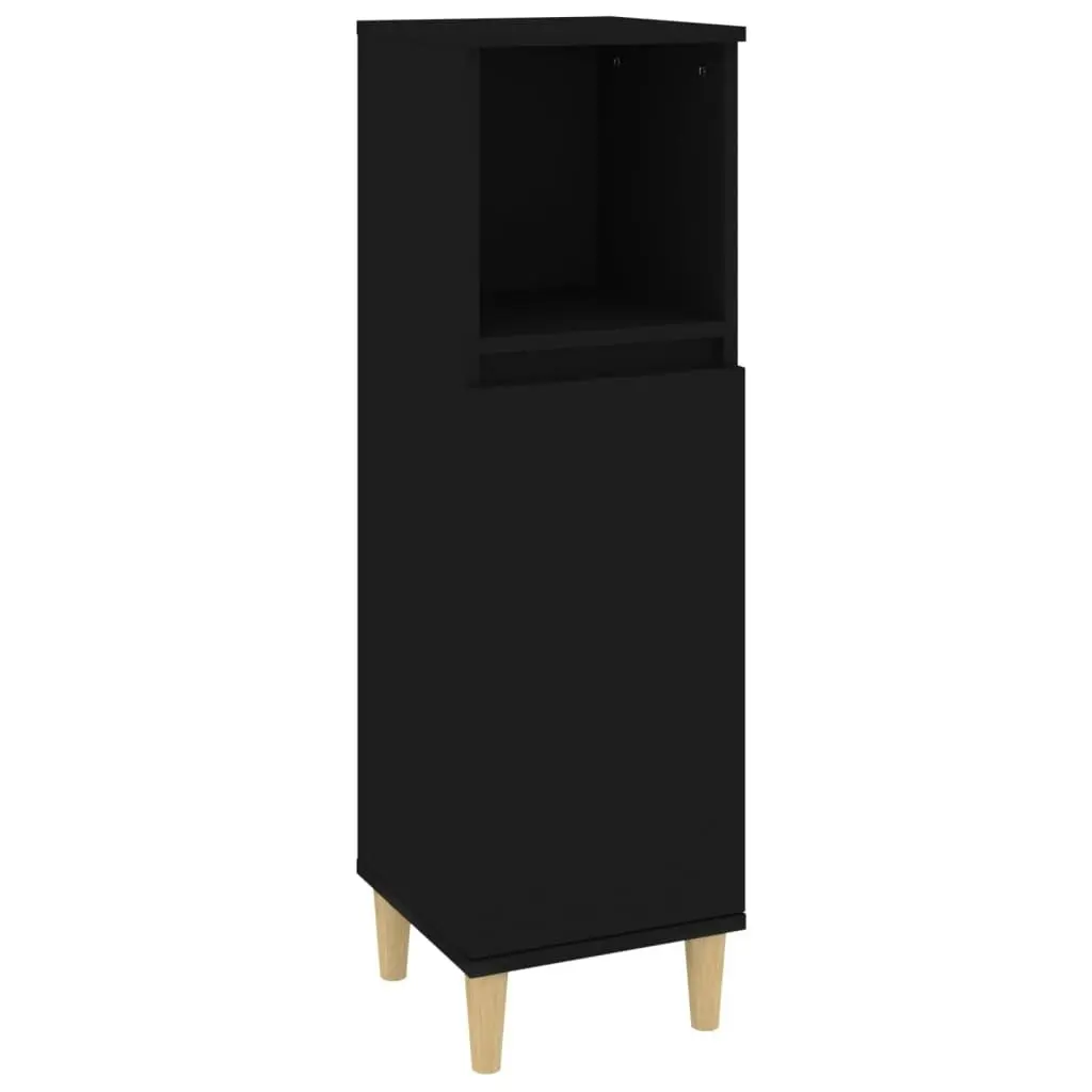 3 Piece Bathroom Cabinet Set Black Engineered Wood 3185536