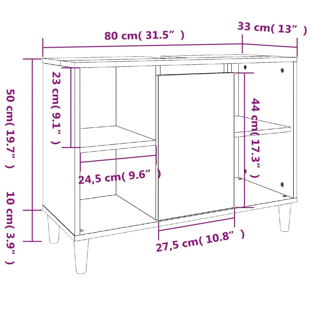 3 Piece Bathroom Furniture Set Concrete Grey Engineered Wood 3185617