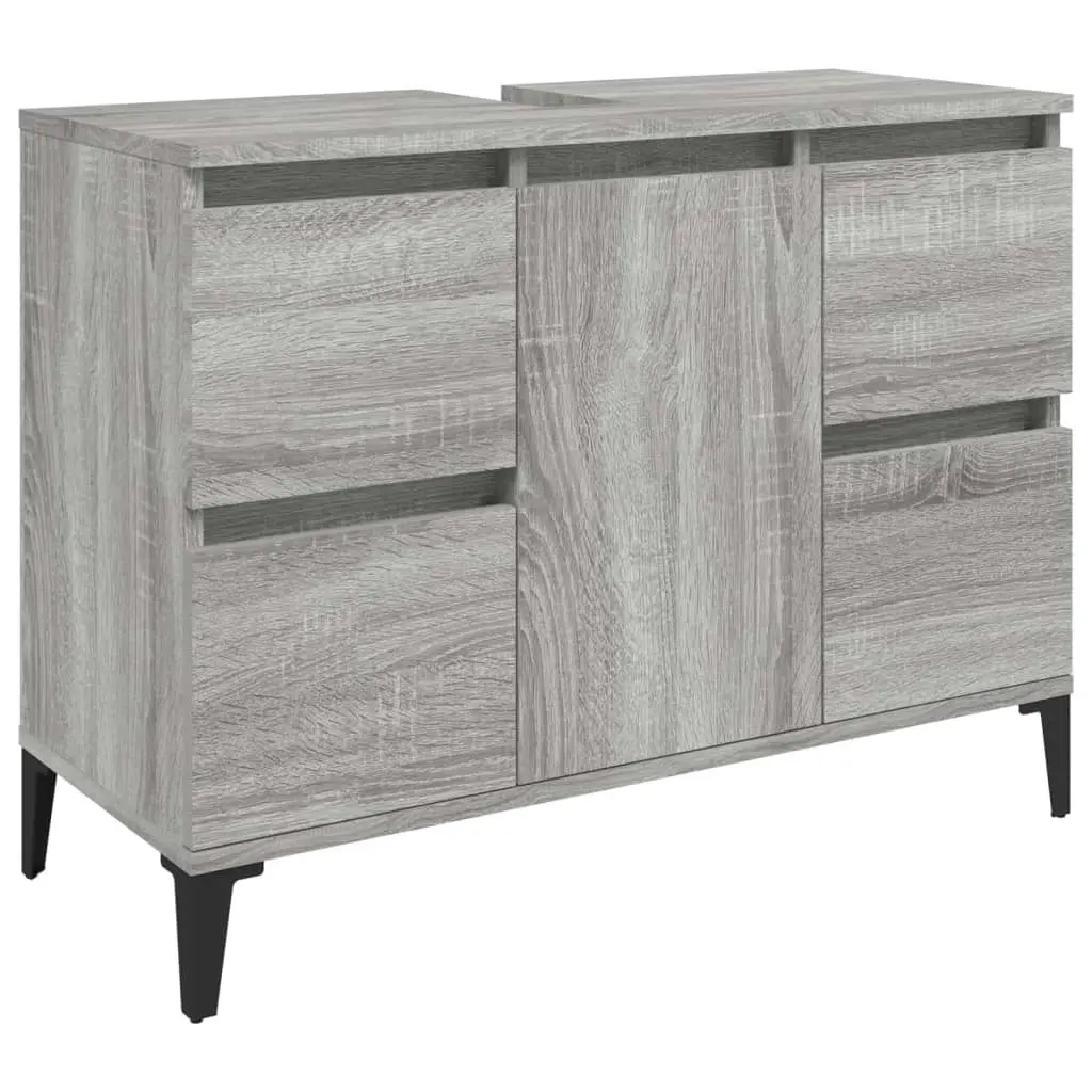 3 Piece Bathroom Furniture Set Grey Sonoma Engineered Wood 3185611