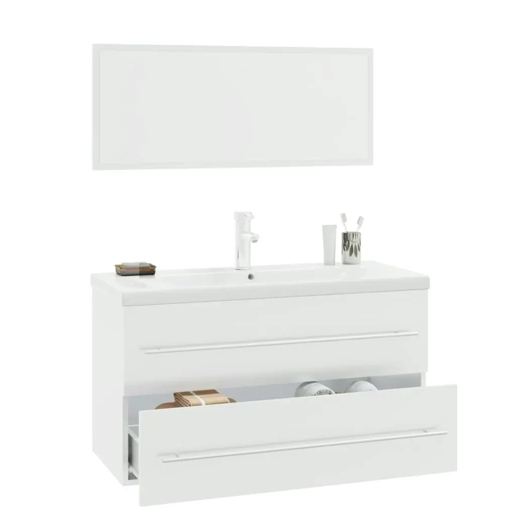 3 Piece Bathroom Furniture Set High Gloss White 3152852