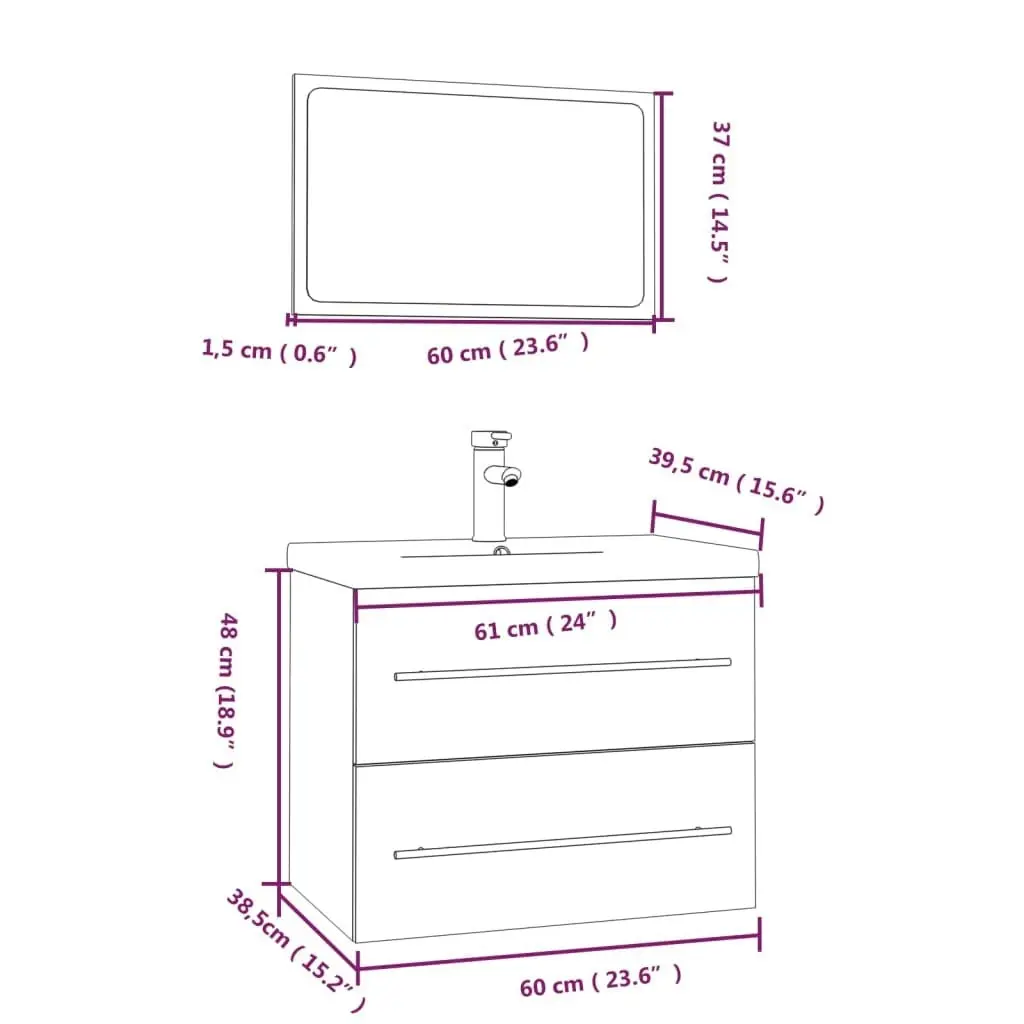 3 Piece Bathroom Furniture Set White 3152835