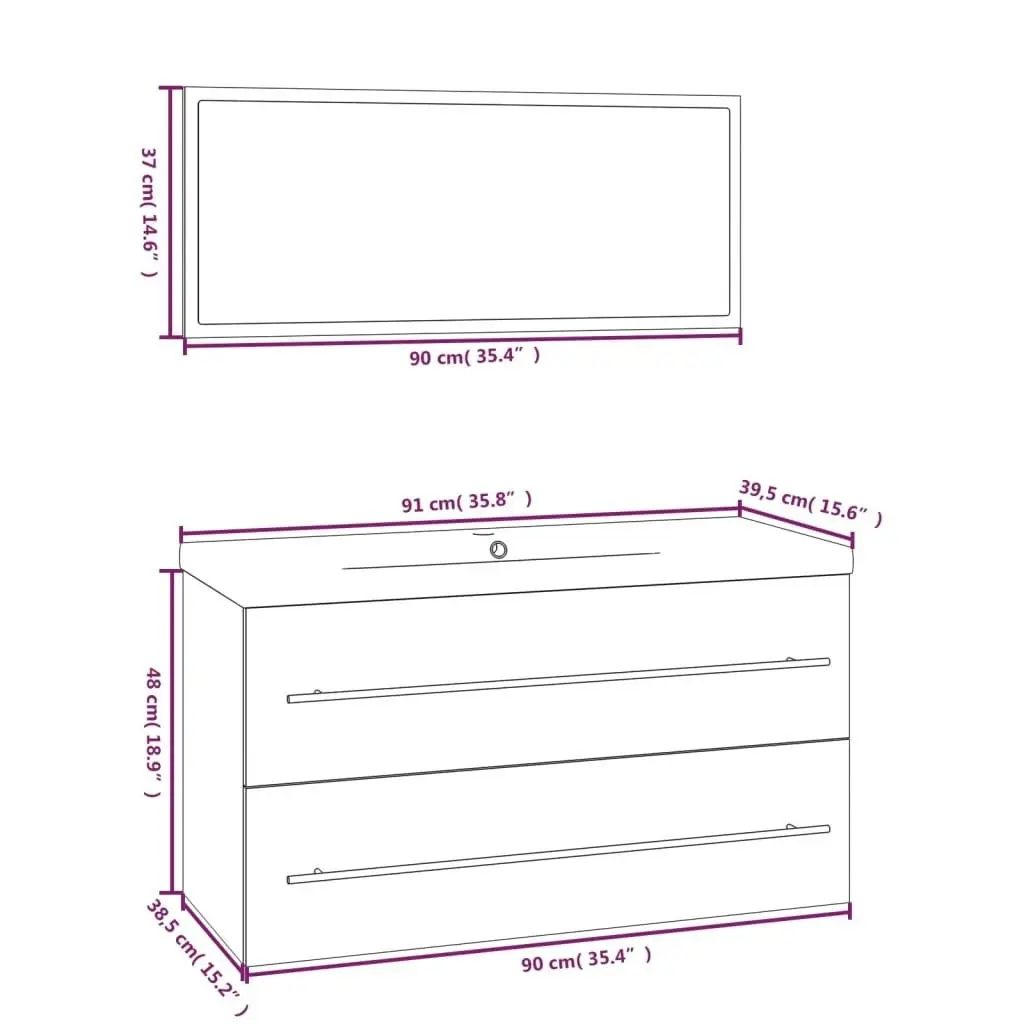 3 Piece Bathroom Furniture Set White 3152848