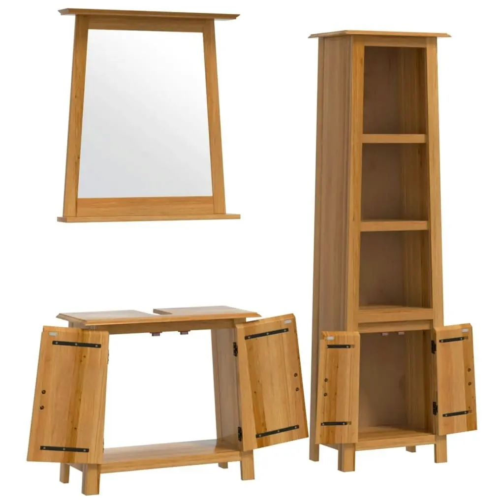 3 Piece Bathroom Furniture Set Solid Wood Pine 3223462