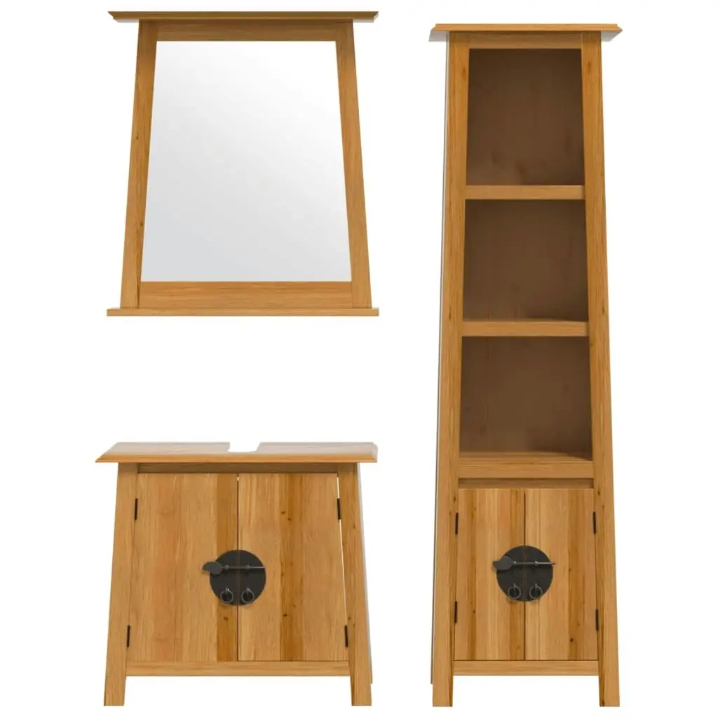 3 Piece Bathroom Furniture Set Solid Wood Pine 3223462