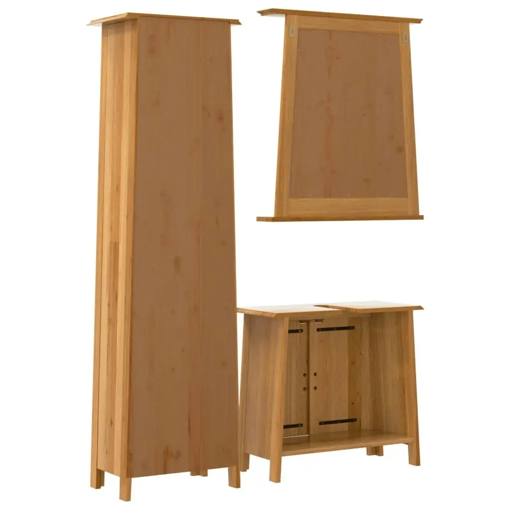 3 Piece Bathroom Furniture Set Solid Wood Pine 3223462