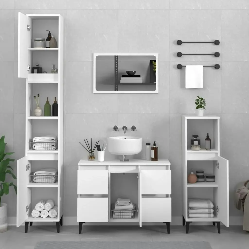 3 Piece Bathroom Furniture Set White Engineered Wood 3185605