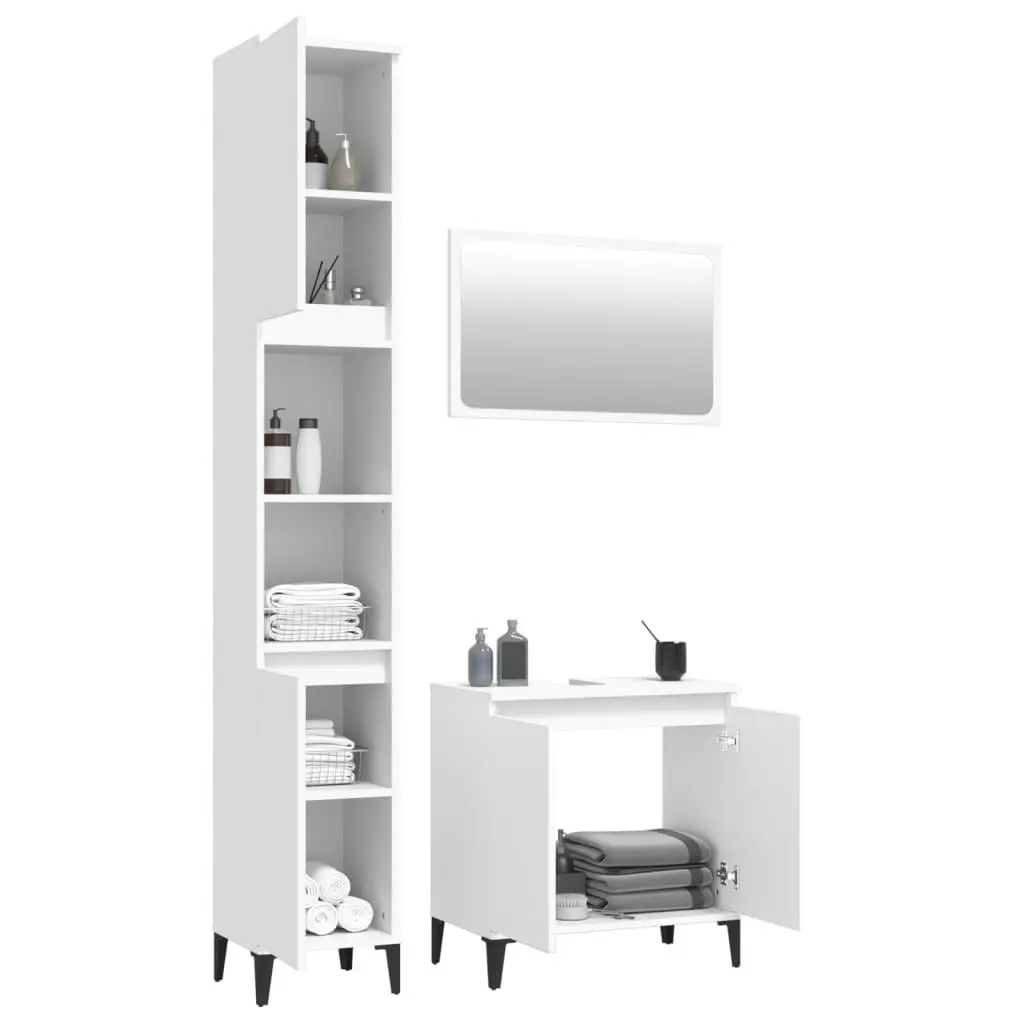 3 Piece Bathroom Furniture Set White Engineered Wood 3185664