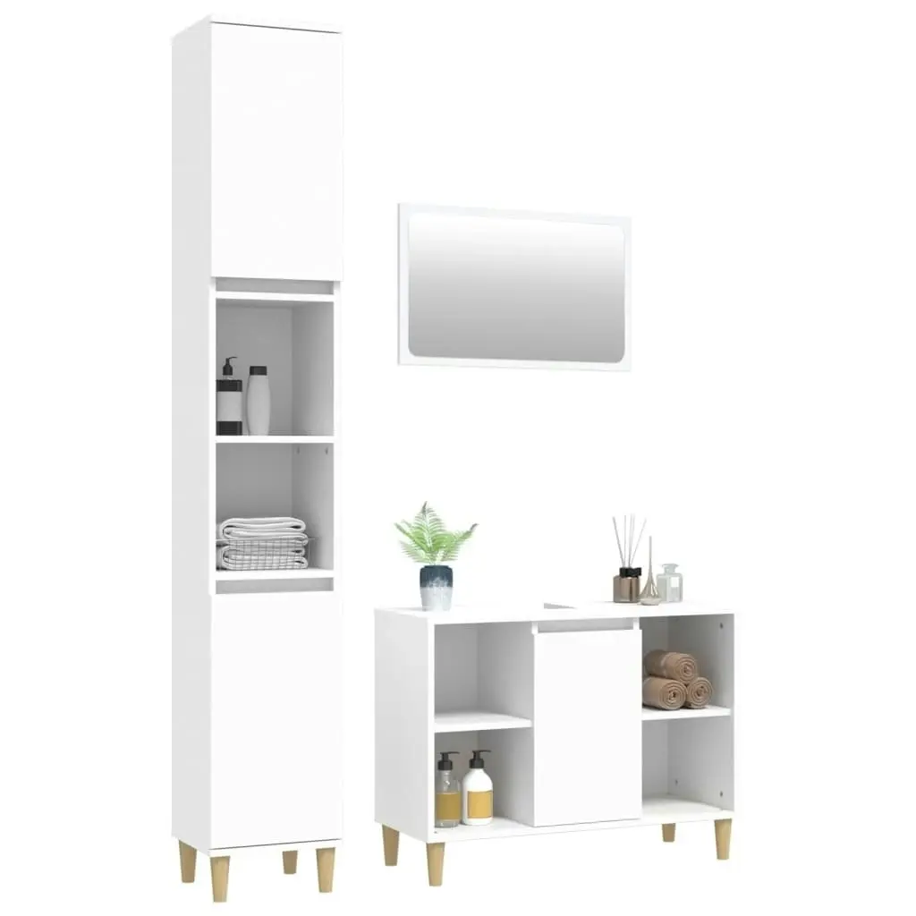 3 Piece Bathroom Furniture Set White Engineered Wood 3185679