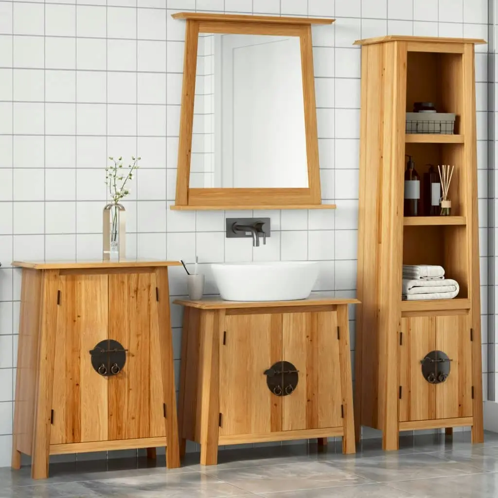 4 Piece Bathroom Furniture Set Solid Wood Pine 3223464