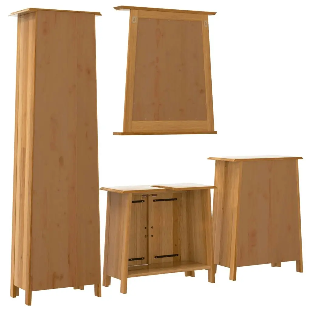 4 Piece Bathroom Furniture Set Solid Wood Pine 3223464