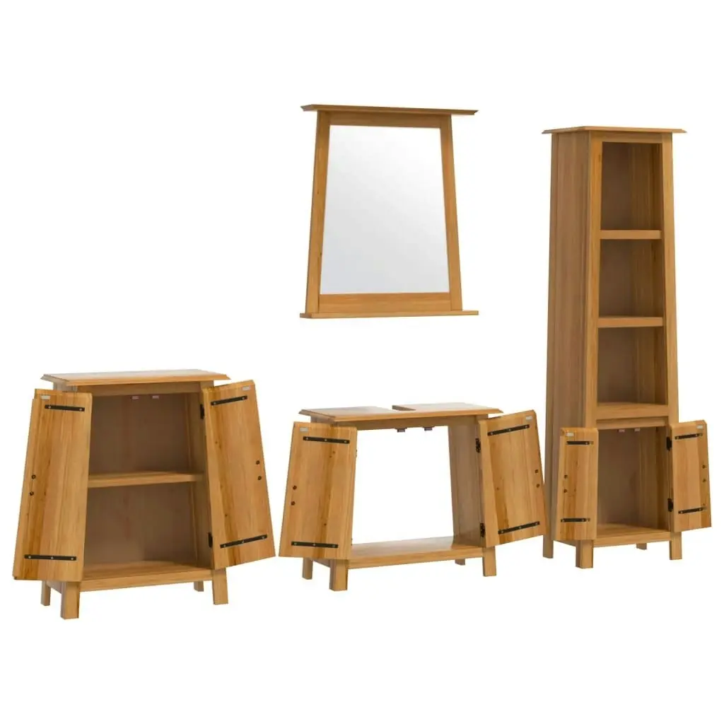 4 Piece Bathroom Furniture Set Solid Wood Pine 3223464