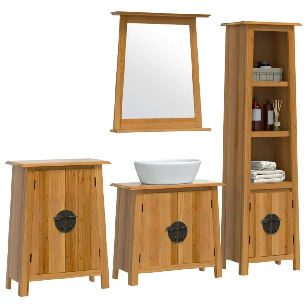 4 Piece Bathroom Furniture Set Solid Wood Pine 3223464