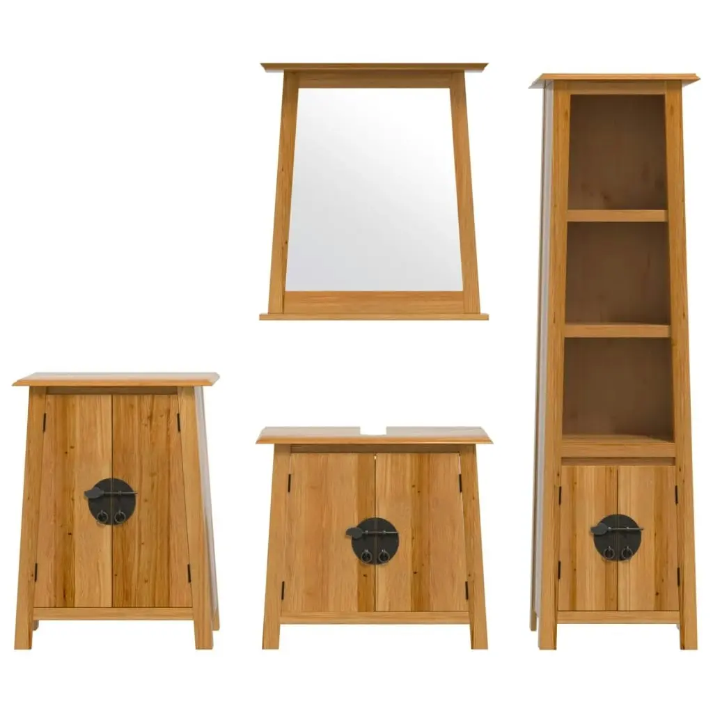 4 Piece Bathroom Furniture Set Solid Wood Pine 3223464