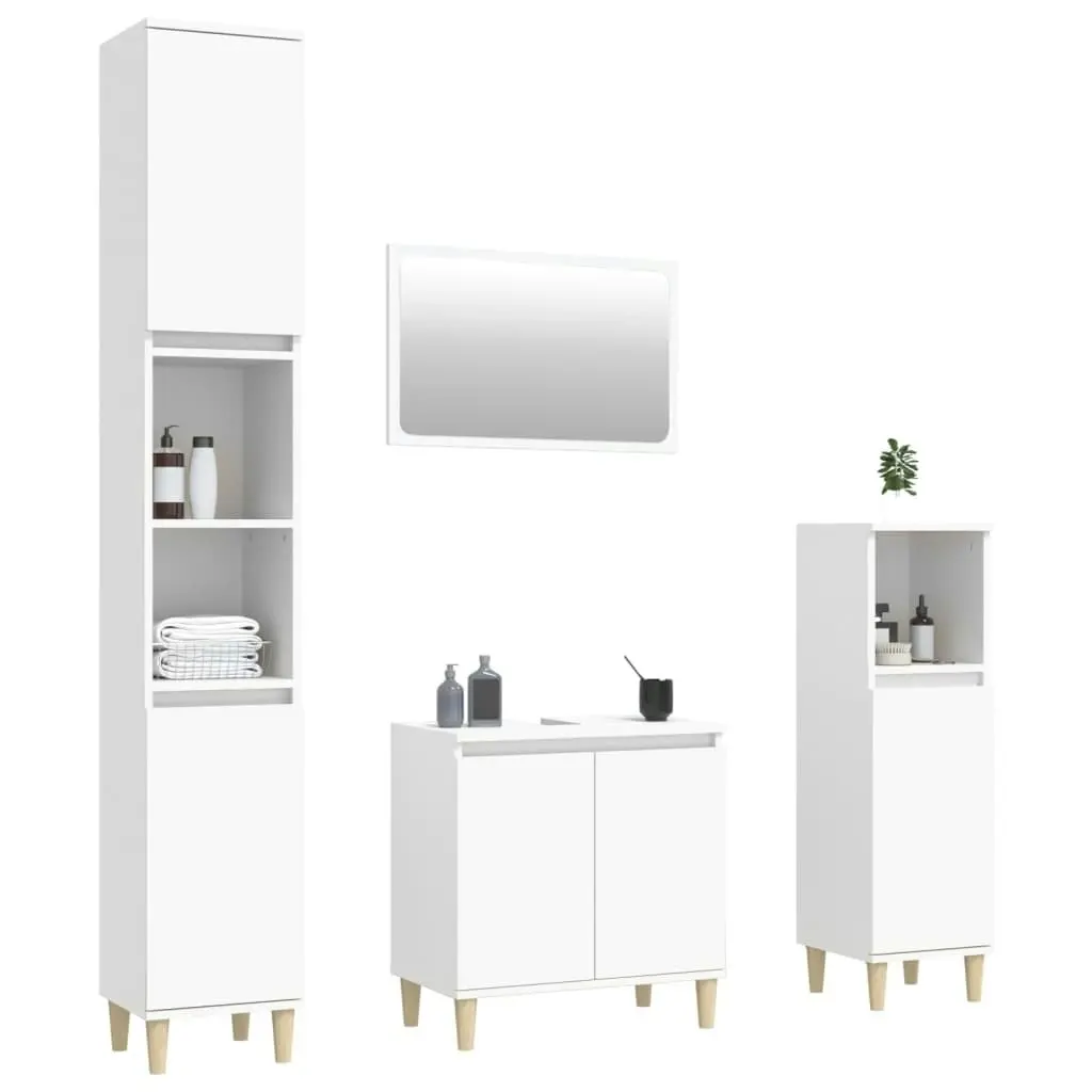 4 Piece Bathroom Furniture Set White Engineered Wood 3185629