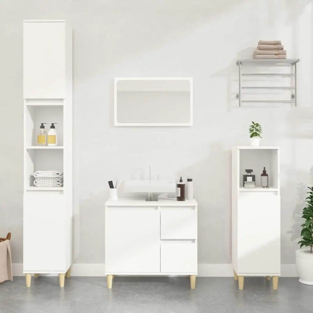 4 Piece Bathroom Furniture Set White Engineered Wood 3185551