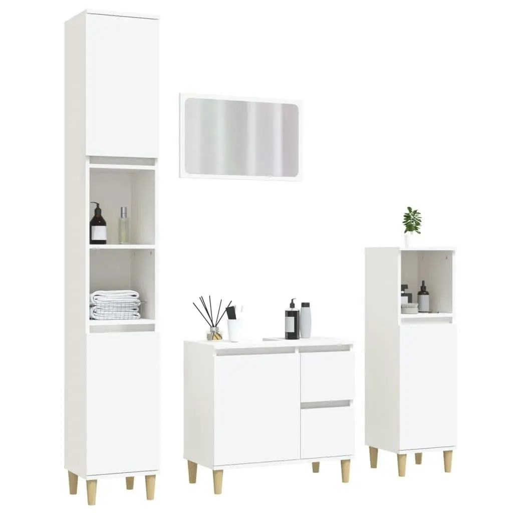 4 Piece Bathroom Furniture Set White Engineered Wood 3185551