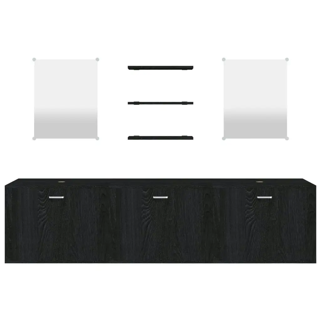 6 Piece Bathroom Furniture Set Black Engineered Wood 242565