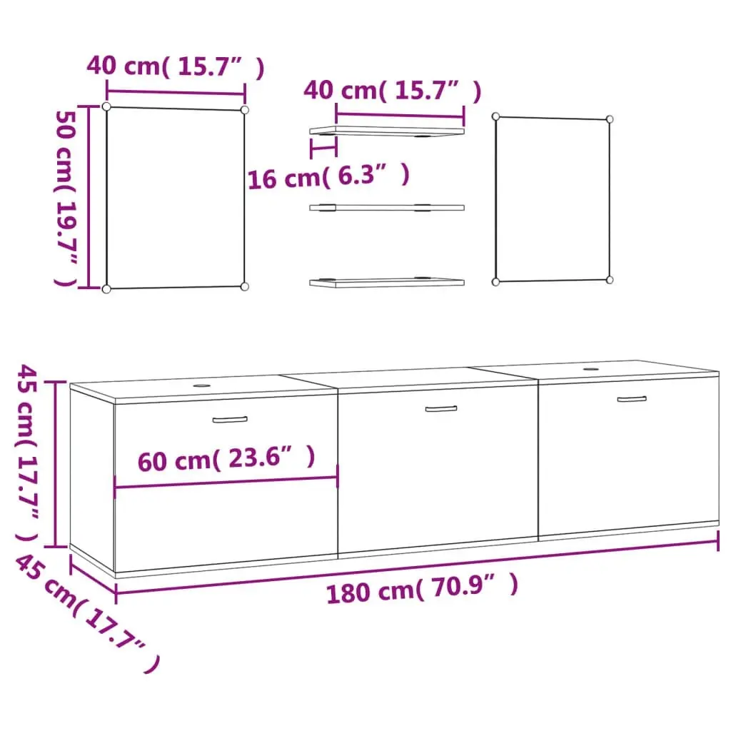 6 Piece Bathroom Furniture Set Black Engineered Wood 242565