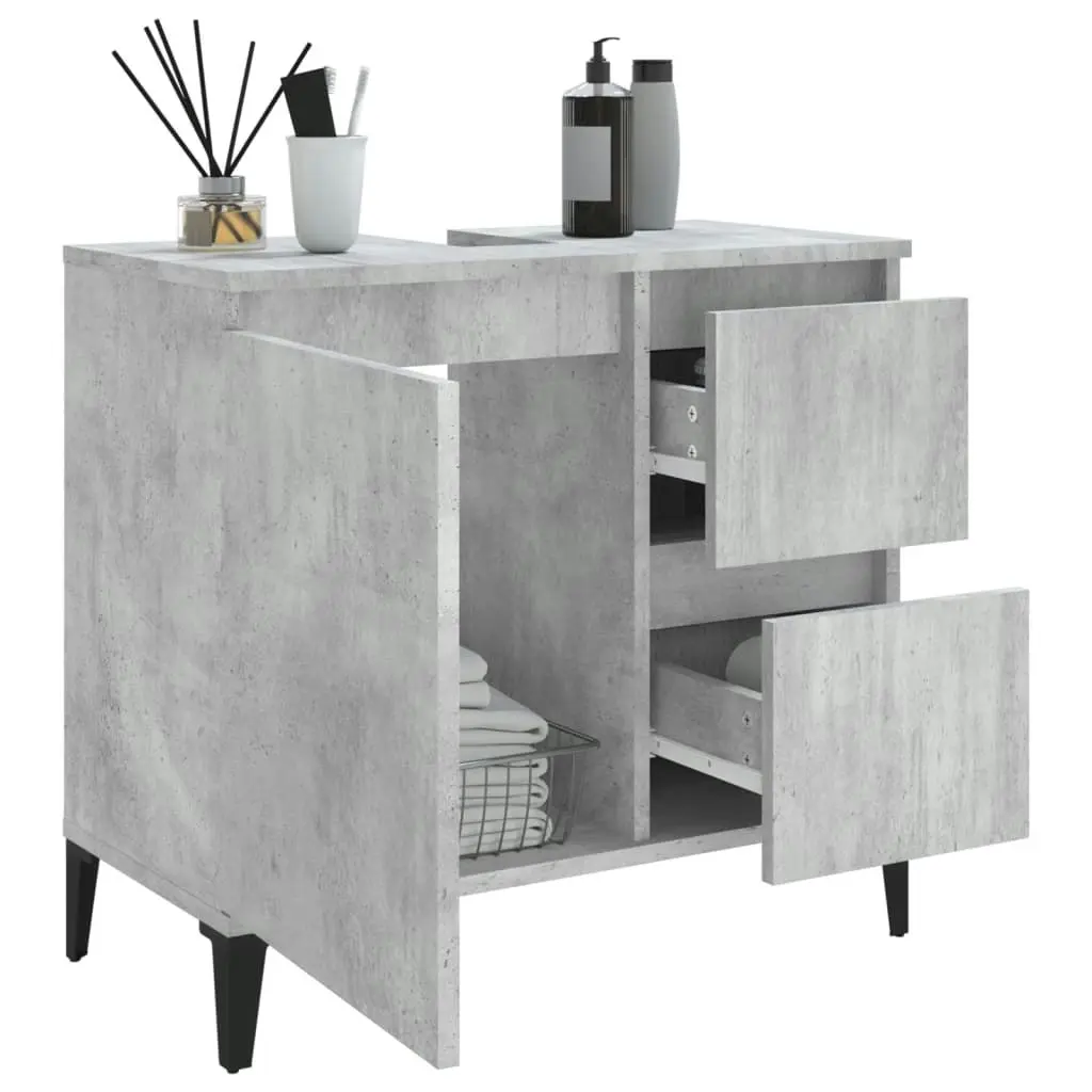 Bathroom Cabinet Concrete Grey 65x33x60 cm Engineered Wood 819832