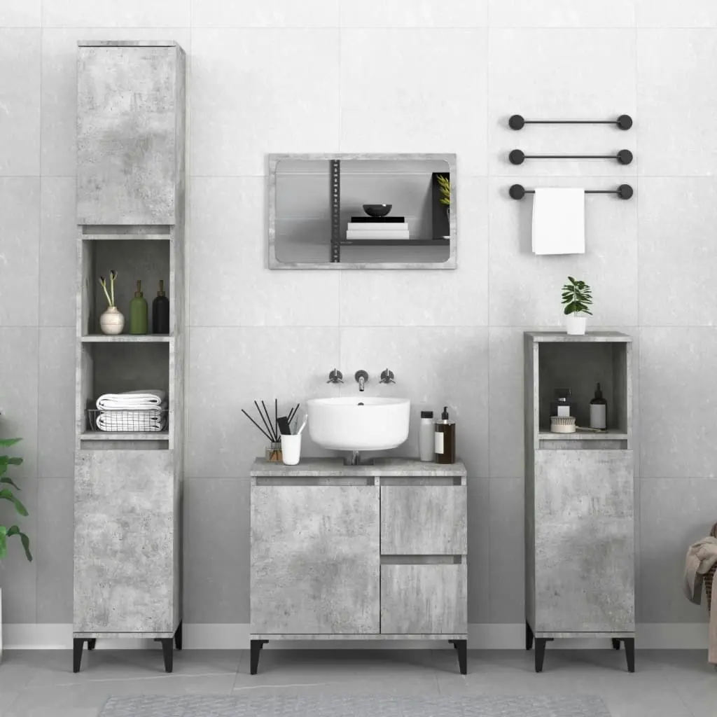 Bathroom Cabinet Concrete Grey 65x33x60 cm Engineered Wood 819832