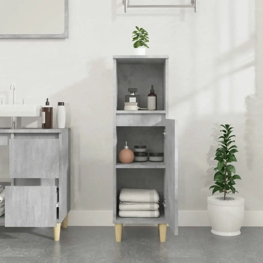 Bathroom Cabinet Concrete Grey 30x30x100 cm Engineered Wood 819808