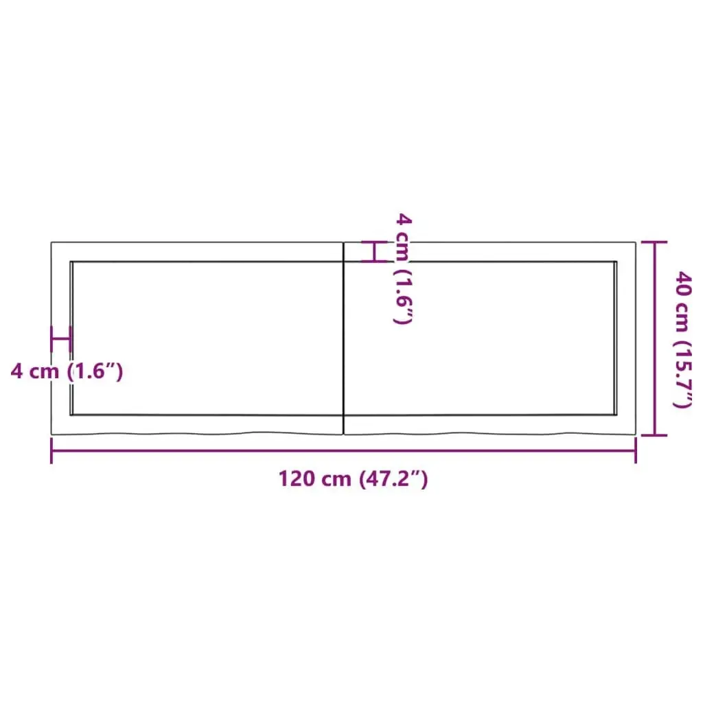 Bathroom Countertop Dark Brown 120x40x4 cm Treated Solid Wood 3156235